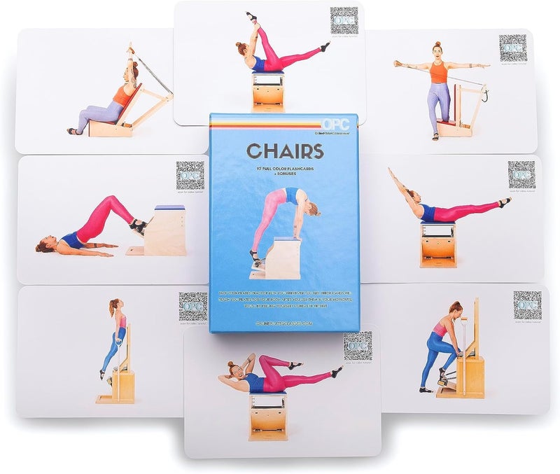 OnlinePilatesClasses.com OnlinePilatesClasses Pilates Chair Deck with Video Tutorials, Fitness Flash Cards with 97 All-Levels Cards Set for Home Gym Exercise, Chair Not Included - Image 4